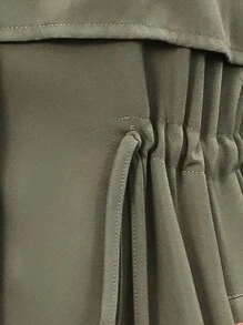 SHEIN Frenchy 女用抽繩腰部拉鍊前連帽風衣 - 軍綠色 - 查看 8
