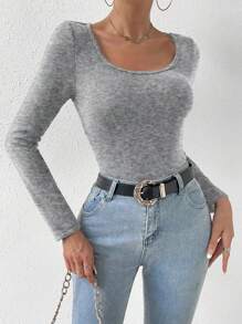 Zavorell 純色加厚保暖長袖t卹 - 灰色 - 查看 4