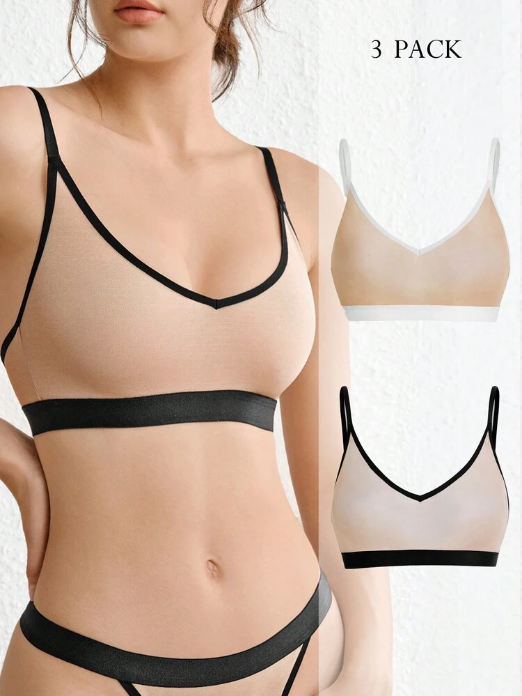 Leisure 2pcs/Set Women's Contrast Trimmed Bra