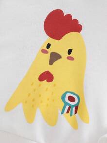 SHEIN 寶寶女孩卡通印花帽套衫和褲子套裝 - 白色 - 查看 3