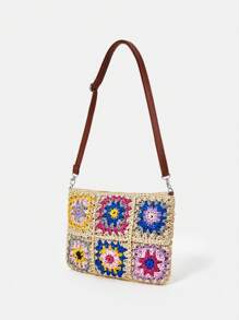 SHEIN MOD Women's Granny Square Crochet Fashionable Woven Bag - Multicolor - View 2