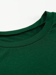SHEIN LUNE Kích thước lớn Họa tiết Hình học Tay áo dài Đầm - Màu xanh lá cây đậm - Xem 5