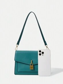 BizChic Fashion Solid Color Commuting Flap Pu Shoulder Sling Bag - Green - View 3