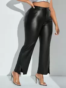 SHEIN SXY Pantalon grande taille couleur unie avec ourlet fendu