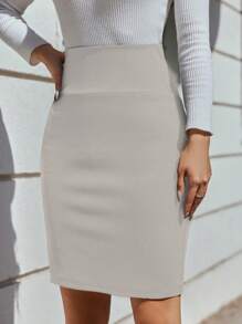 EURMUSE Women's High Waist Skirt - Beige - View 5