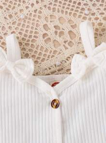 3 pièces/Set Combinaison bébé nouveau-né mignon avec décoration en nœud, pantalon évasé à imprimé floral et ensemble de bandeau