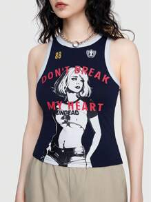 ROMWE Street Life Top Sin Mangas Para Mujer Con Estampado De Personajes O Letras