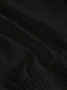 SHEIN MOD 大尺碼燈籠袖上衣,帶有裝飾性皺邊 - 黑色 - 查看 4