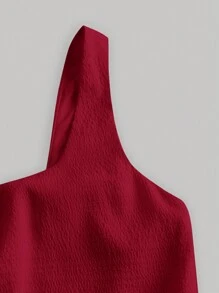 SHEIN MOD Women's Asymmetrical Neckline Sleeveless Dress - Burgundy - View 3