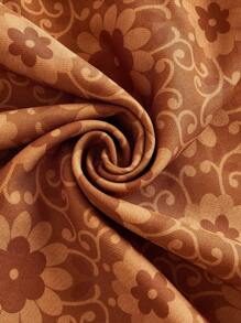 ROMWE Hippie Falda En Línea A Con Dobladillo Con Volantes Y Estampado Floral - Naranja - Ver 7