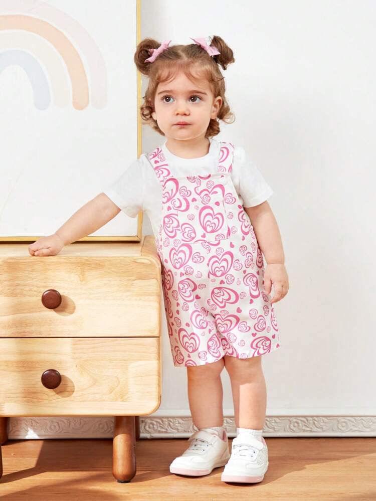 Baby Girls' Casual Heart Pattern Romper