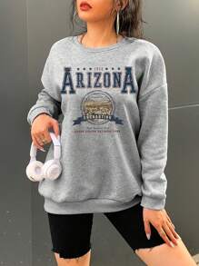 SHEIN EZwear 加大號字母印花垂肩運動衫