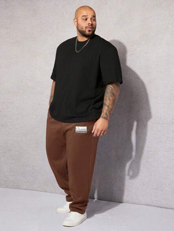 Manfinity Hypemode Men's Plus Size Knitted Straight Leg Sweatpants