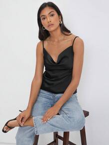 Maija Women's Fashion Plunging Neck Camisole Tank Top, Work Wear,Autumn Outfits For Women - Black - View 5