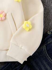 SHEIN Tween Girl 3d Floral Print Jacket - Apricot - View 7