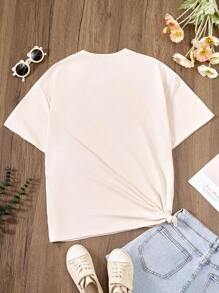 SHEIN 青少年女孩標語圖案T恤