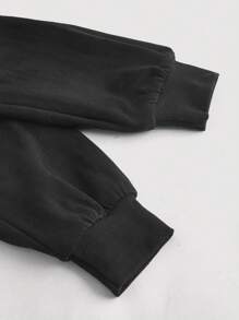 SHEIN MOD 女士顏色拼接落肩長袖運動衫 - 黑與白 - 查看 4