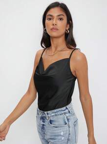 Maija Women's Fashion Plunging Neck Camisole Tank Top, Work Wear,Autumn Outfits For Women - Black - View 4