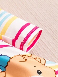 可愛的嬰兒女孩卡通條紋印花裙 - 彩色 - 查看 5