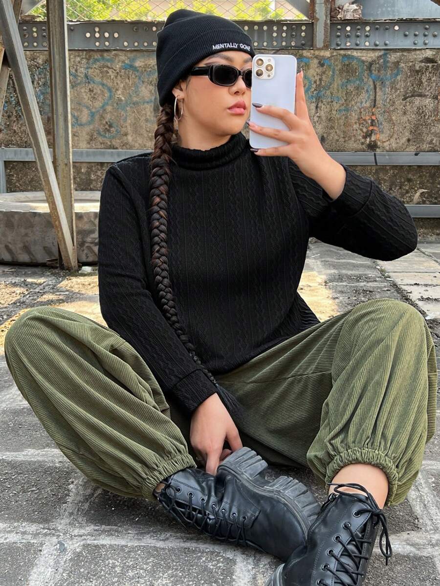 SHEIN EZwear Hơn Cổ giả Áo thun & Quần Cargo - Nhiều màu - Xem 1