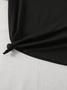 SHEIN Tween Girl Short Sleeve Round Neck T-Shirt With Letter Print