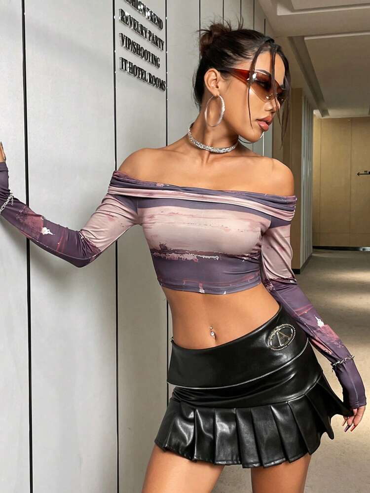 Women'S Tie-Dye Off Shoulder Top