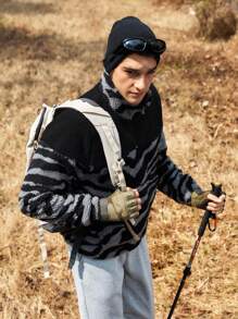 In My Nature Men's Zebra Pattern Fuzzy Sherpa Lined Jacket