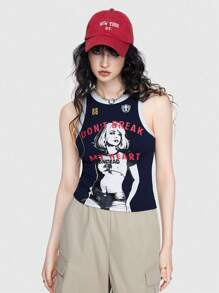 ROMWE Street Life Top Sin Mangas Para Mujer Con Estampado De Personajes O Letras