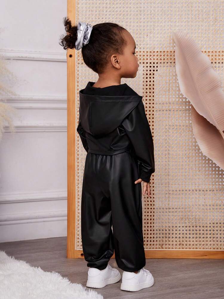 Baby Girls' Letter Strap Camisole Top & Hooded Top & Pants Set
