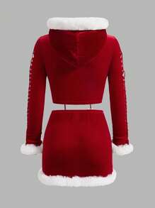 SHEIN ICON Spliced Hoodie Jacket And Skirt Two Piece Set