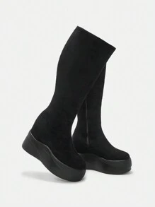 SheIn ICON Fashionable Women's Flatform Over-the-knee Boots
