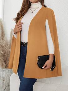 SHEIN Clasi Kích thước lớn Màu thuần Áo choàng Tay áo Áo vest - Lạc đà - Xem 4