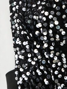 Hauture Plunging Neck Sequin Halter Dress - Multicolor - View 7