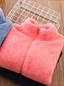 青少女拉鍊前面是teddy外套 - 西瓜粉 - 查看 3