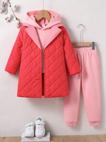 SHEIN Little Girls' Warm Casual Outfit