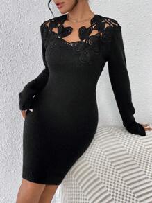 Calvaya Vestido De Suéter De Manga Larga Entallado Para Mujer