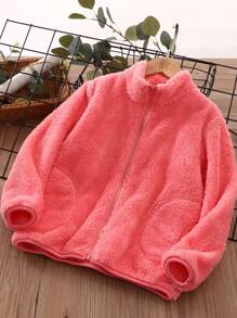 青少女拉鍊前面是teddy外套 - 西瓜粉 - 查看 1