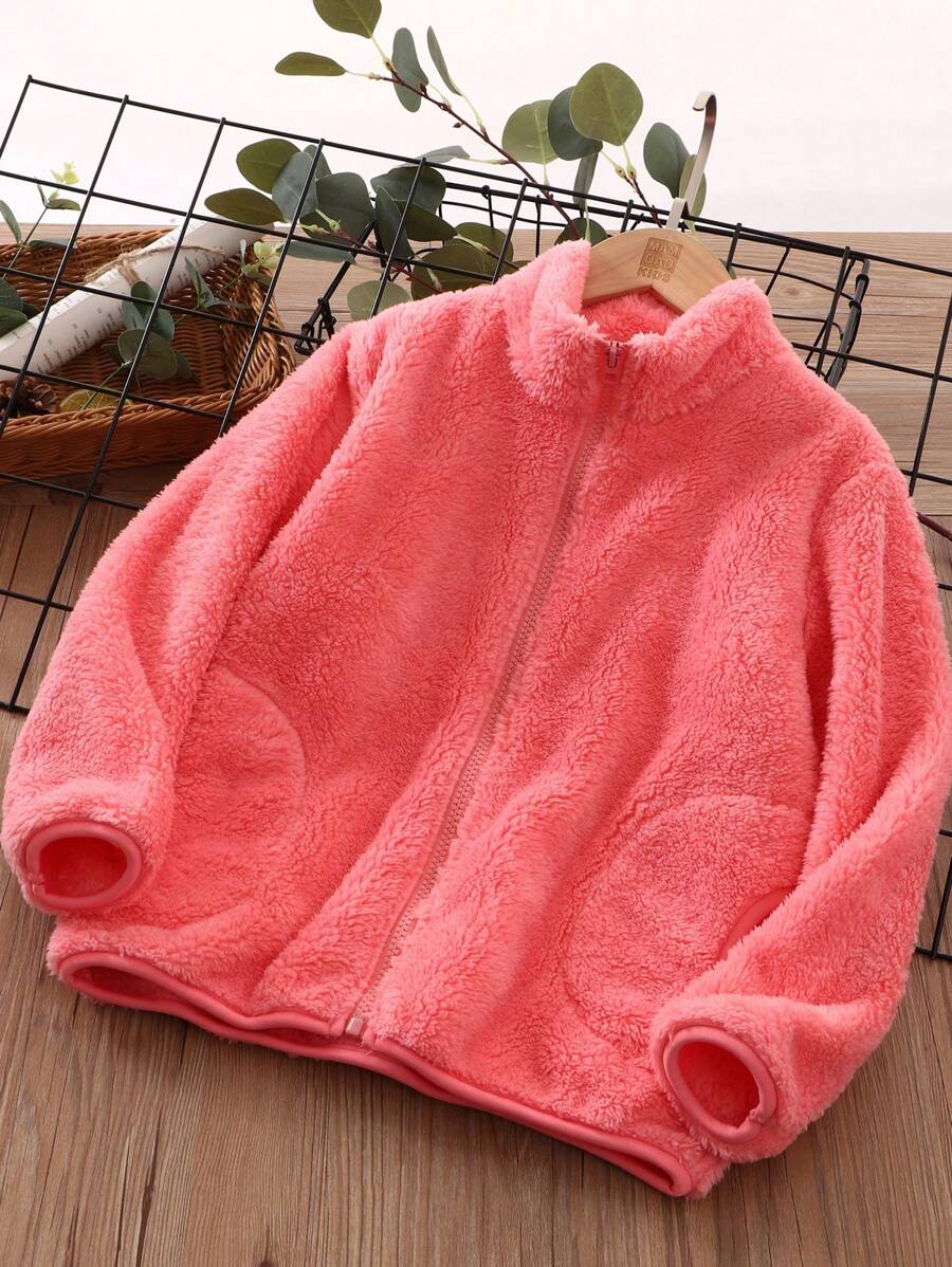 青少女拉鍊前面是teddy外套 - 西瓜粉 - 查看 1