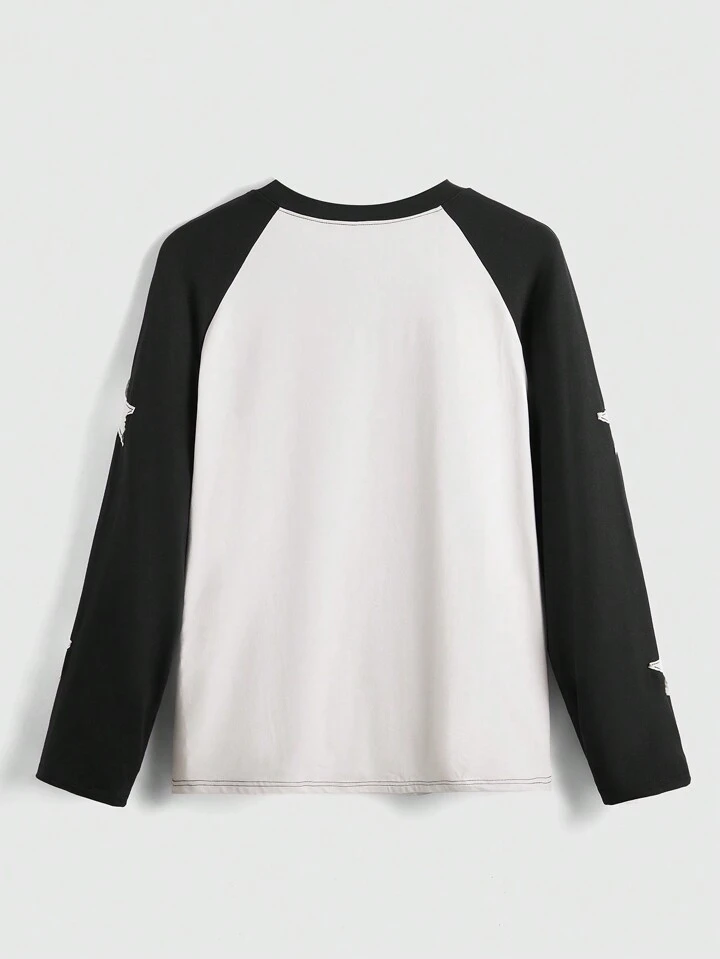 Our Grunge Punk Contrast Raglan Sleeve Star Patch T-shirt is such