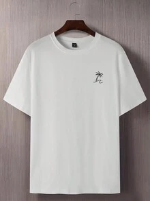 Manfinity RSRT Men's Plus Size Palm Tree Print Short Sleeve T-shirt - White - View 4