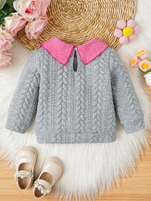 女嬰蝴蝶結拼色運動衫 - 彩色 - 查看 2