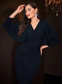 Modelyn Abito A Maniche Corte A Pipistrello A Fascia Aderente Per Donne - nero - Visualizzare 5