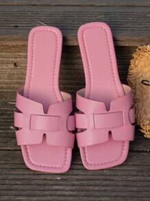 Korean-Style Casual Flat Slippers For Women, Summer Open Toe Breathable Sandals, New Arrival Spring/Summer Weave Roman Style Fashionable Sandal, Perfect Match With Dress For Beach Or Apartment, White/Beige/Black/Orange/Purple/Grey/Gold/Silver/Blue/Green/Pink/Brown/French Leopard Print Formal Shoes, Bohemian Style Walking Shoes/Slippers For Holidays