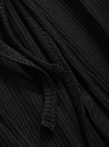 Dazy Plus Damen Große Größen Pulloverkleid mit V-Ausschnitt und Langarm - Schwarz - Übersicht 3