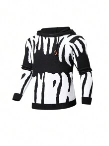 男士時尚休閒針織毛衣,適合秋冬季節、派對和戶外活動,保持暖和 - 黑色 - 查看 3