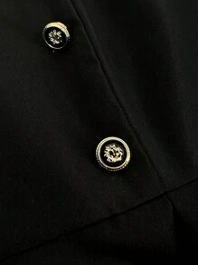 SHEIN MOD Plus Size Lace Trimmed Pleated Lantern Sleeve Dress - Multicolor - View 4