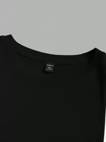 Manfinity VCAY Men Plus Letter Graphic Two Tone Tee - Black - View 3