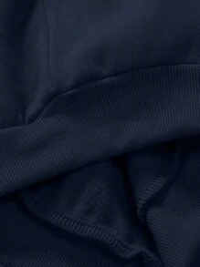 Manfinity Homme 男士羊毛衛衣,帶字母印花 - 藏蓝色 - 查看 4