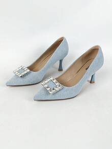 女性時尚派對&宴會水鑽高跟鞋 - 藍色 - 查看 6