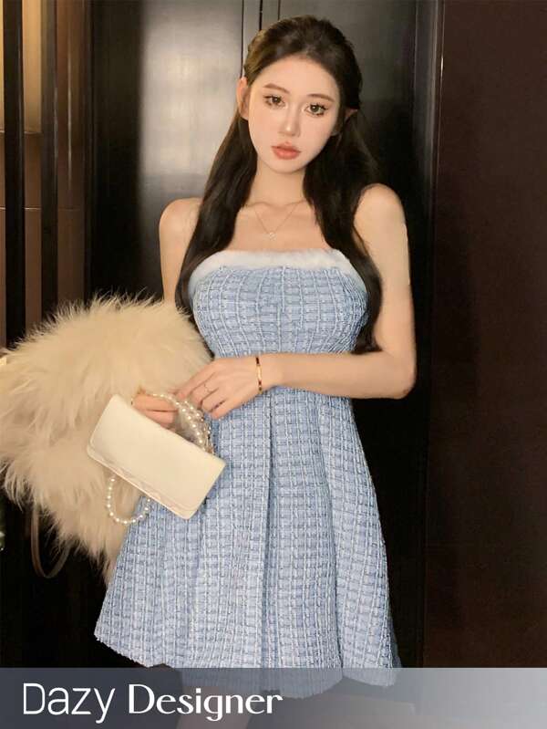 Dazy Designer パッチワーク チューブトップ ワンピース レディース SHEIN JAPAN